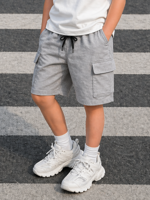Heather Grey Cargo Summer Short For Boys