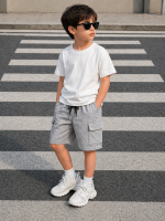 Heather Grey Cargo Summer Short For Boys