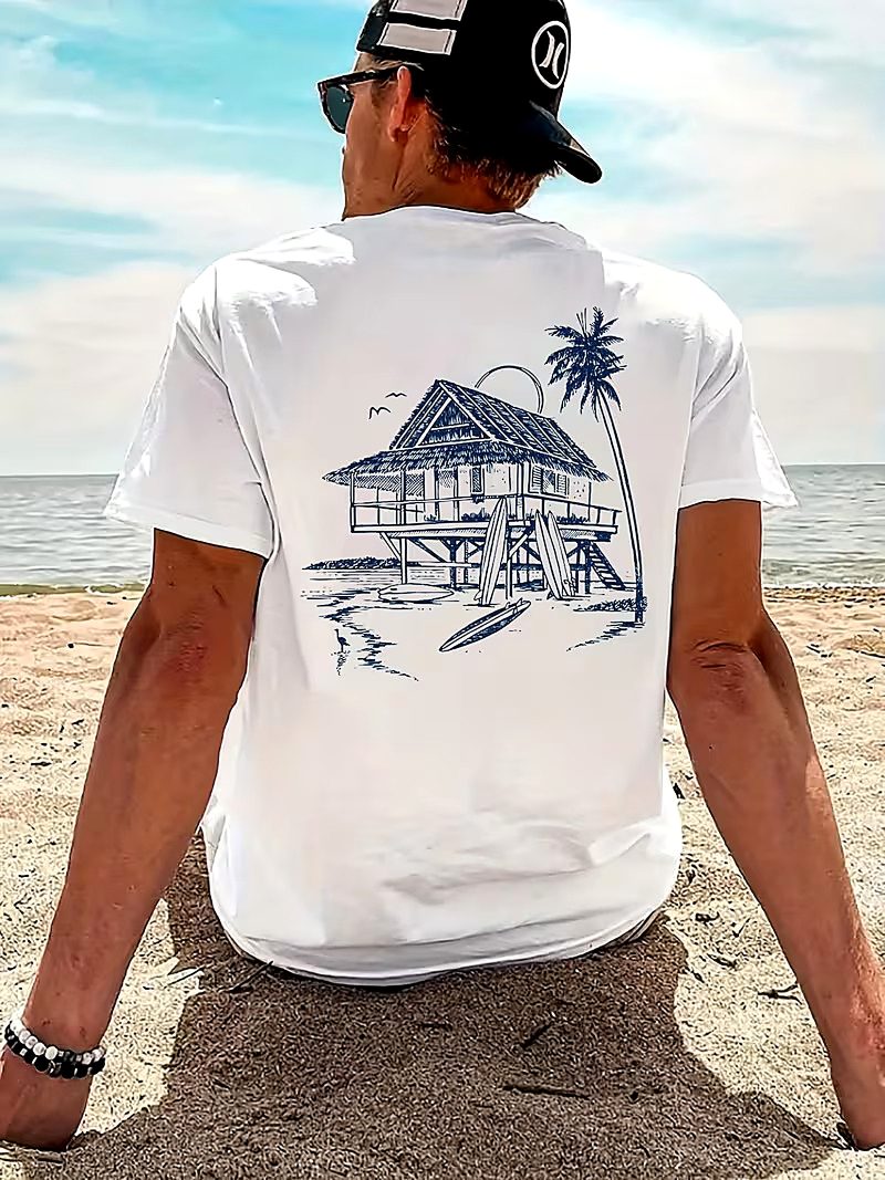 Oceanfront Chill Back Tee Printed T-Shirt For Mens Oceanfront Chill Back Tee Printed T-Shirt For Mens