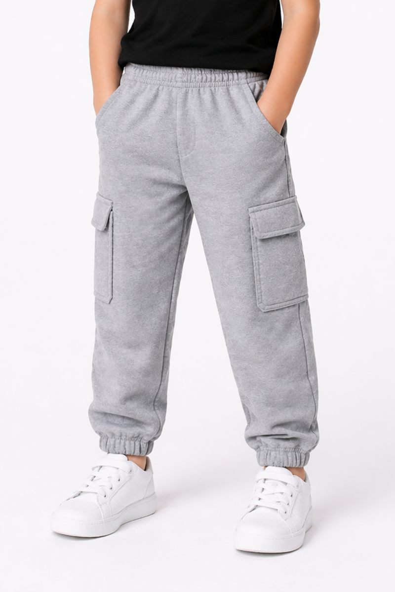 Heather Grey Cargo Terry Trouser for Kids