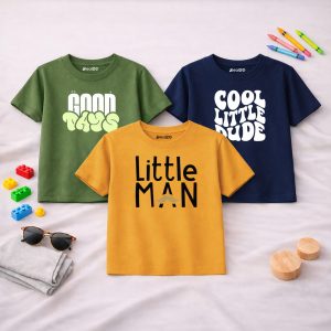 Pack of 3 Little Good Man Printed T-Shirts For Boys