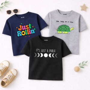 Pack of 3 Just Step Phase Printed T-Shirts For Boys