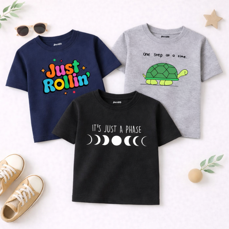 Pack of 3 Just Step Phase Printed T-Shirts For Boys