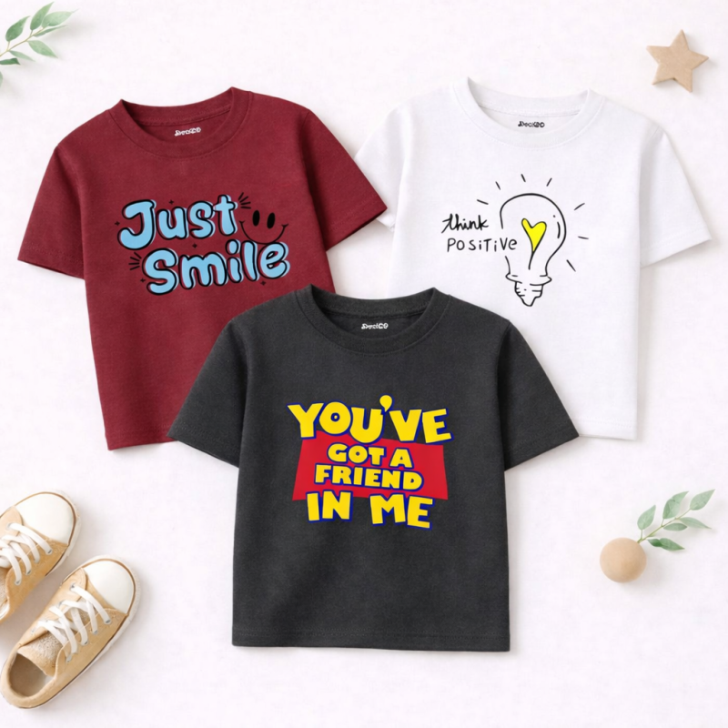 Pack of 3 Just Think Friend Printed T-Shirts For Boys