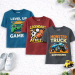 Pack of 3 Athlete Game Truck Printed T Shirts For Tween Kids