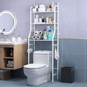 Metal Toilet Rack – White Storage Organizer