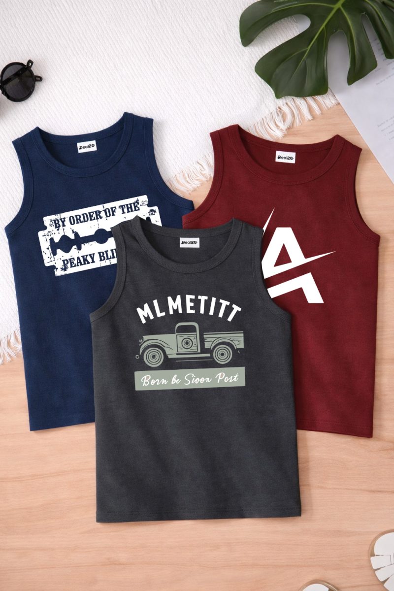 Pack of 3 Peaky Mlmetitt Post Kids Printed Tank Tops Pack of 3 Peaky Mlmetitt Post Kids Printed Tank Tops