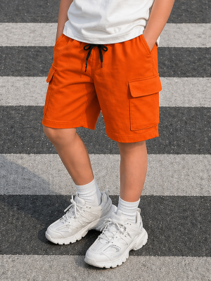 Orange Cargo Summer Short For Boys