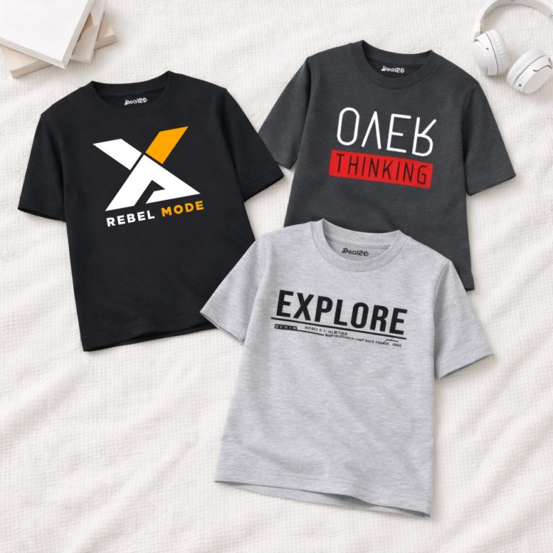 Pack of 3 Out Side Thinking Printed T Shirts For Tween Kids