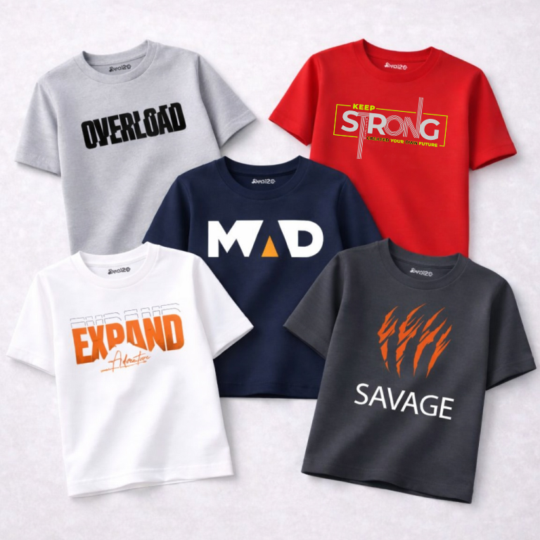 Pack of 5 Overload Mad Savage Printed T Shirts For Tween Kids Pack of 5 Overload Mad Savage Printed T Shirts For Tween Kids