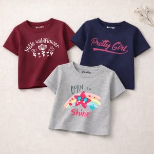 Pack of 3 Pretty Donut Printed T-shirts for Girls