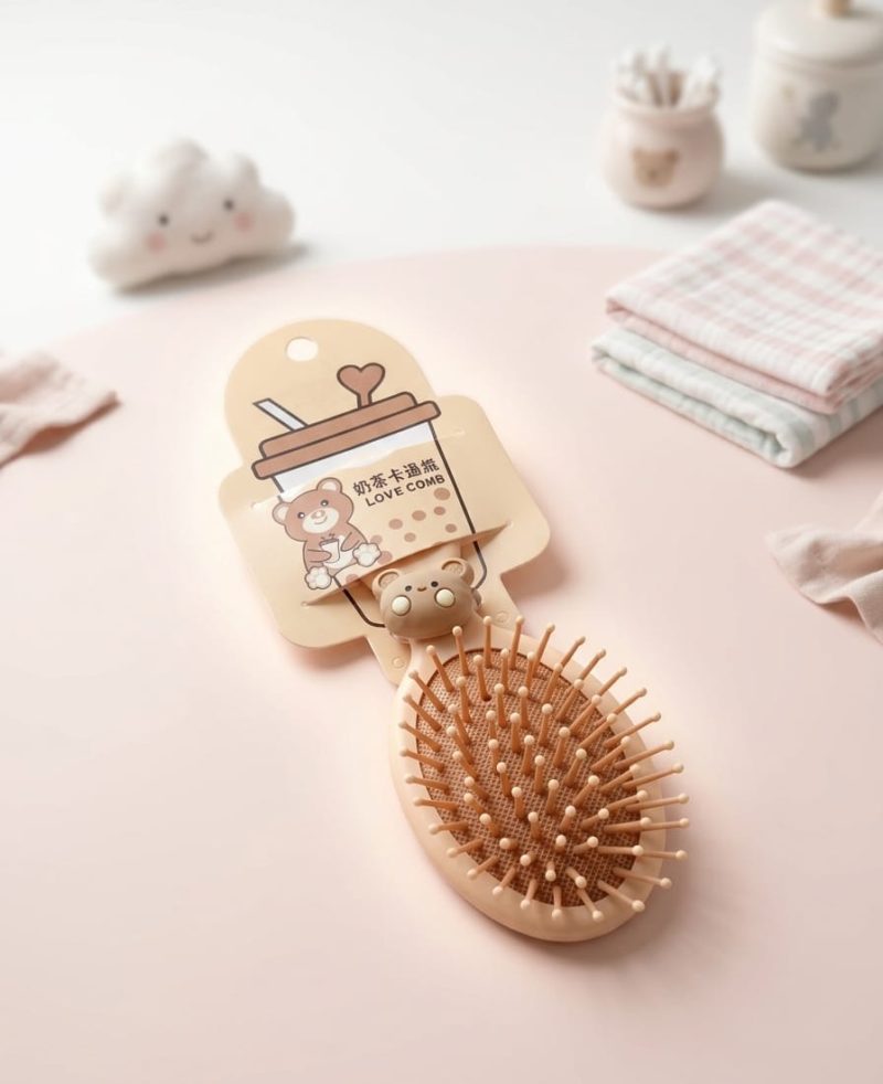 Bear Themed Kids Hair Brush – Soft Rounded Bristles