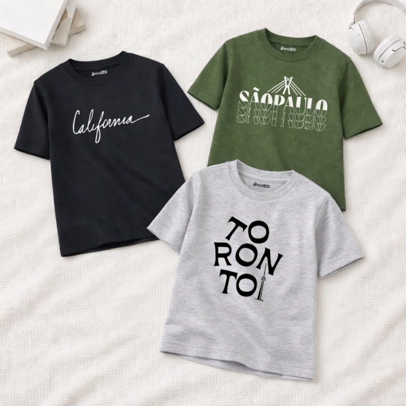 Pack of 3 Toronto Saopaulo Printed T Shirts For Tween Kids