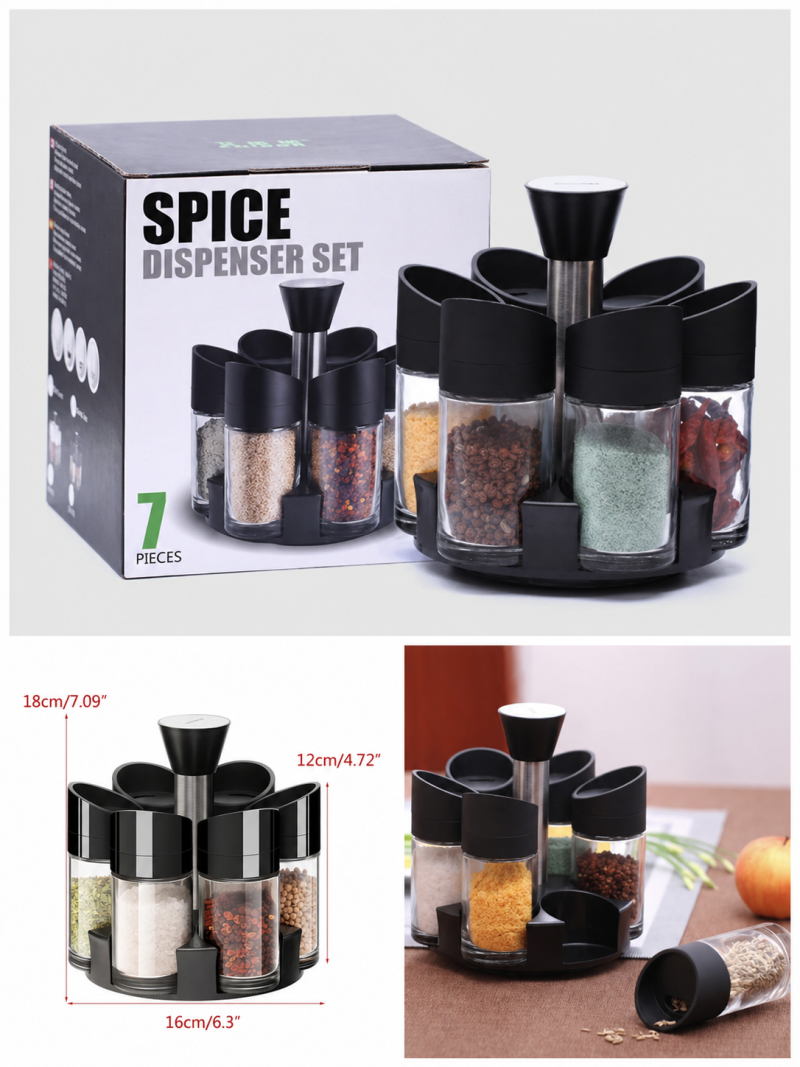 Rotating Spice Jar Plastic Set