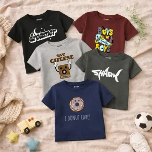 Pack of 5 Hero Dreamer Shark Printed T-Shirts For Boys
