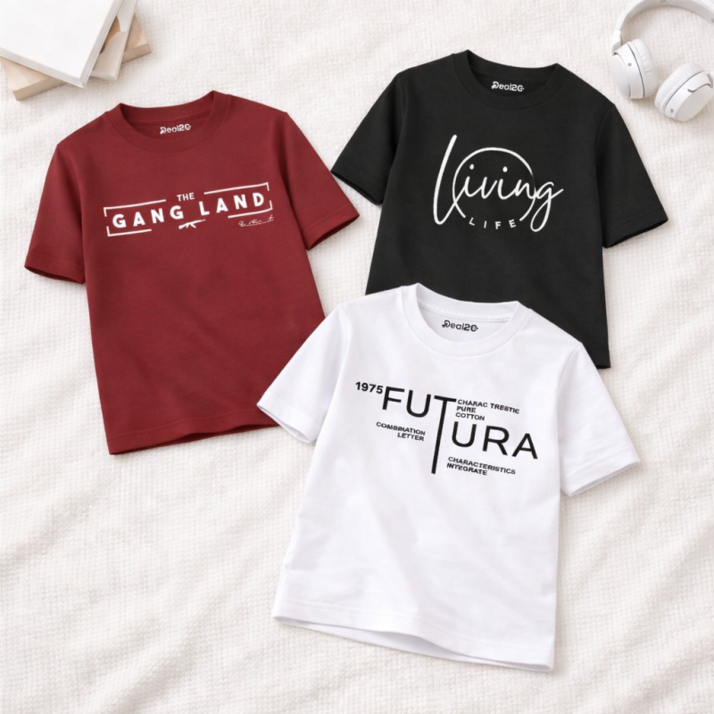 Pack of 3 Living Futura Printed T Shirts For Tween Kids Pack of 3 Living Futura Printed T Shirts For Tween Kids