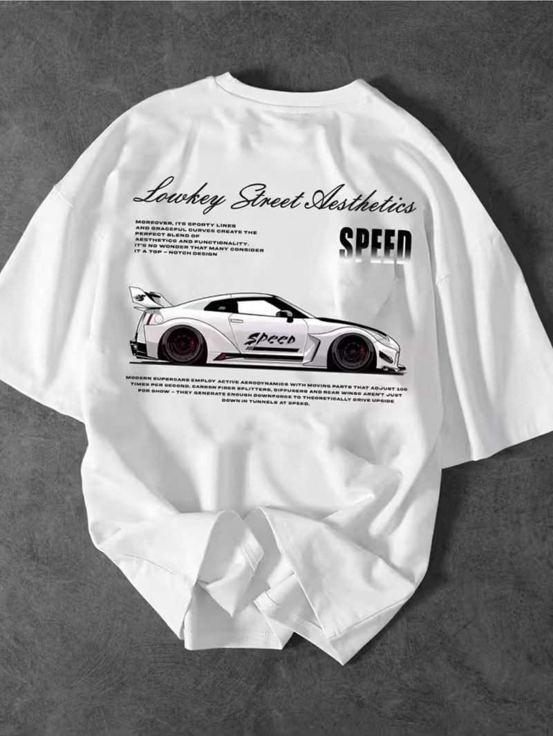 Lowkey Speed Car Graphic Printed T-Shirt for Tween Kids