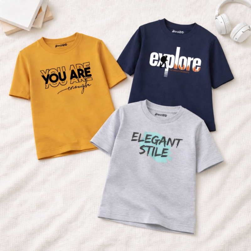 Pack of 3 Enough Stile Printed T Shirts For Tween Kids Pack of 3 Enough Stile Printed T Shirts For Tween Kids