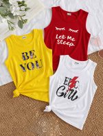 Pack of 3 Epic Be Sleep Girls Printed Tank Tops