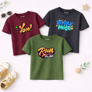 Pack of 3 Really Yum Fun Printed T-Shirts For Boys
