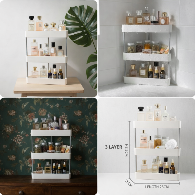 3‑Layer Corner Storage Rack – Multipurpose Organizer