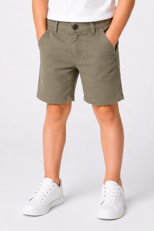 Army Green Cotton Short For Kids