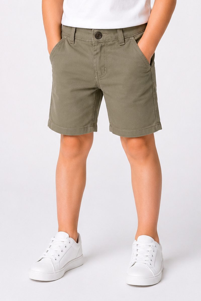 Army Green Cotton Short For Kids