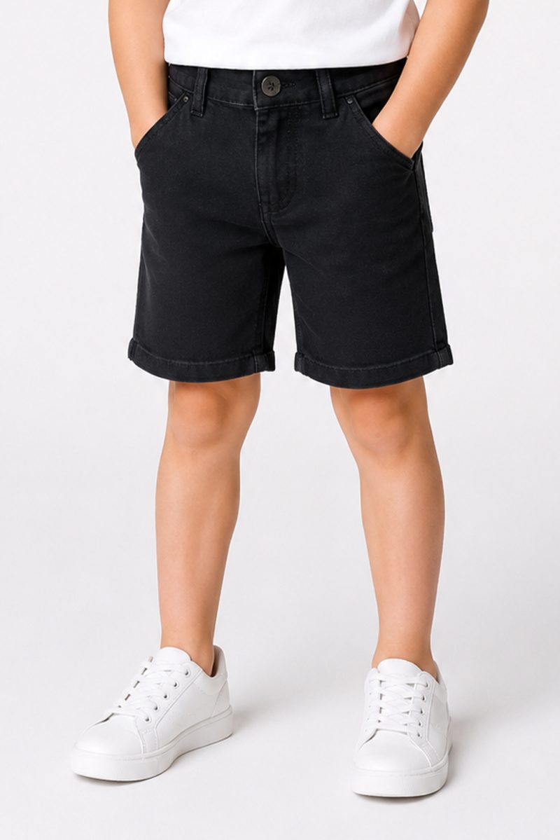 Black Cotton Short For Kids