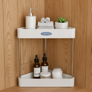 2‑Layer Corner Storage Rack – Bathroom & Kitchen Organizer