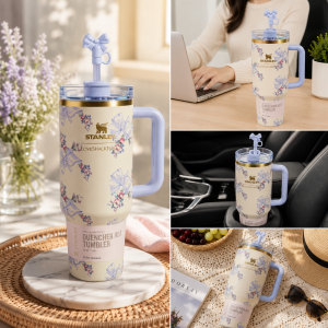Premium Delicate Blue Bow Quencher Tumbler