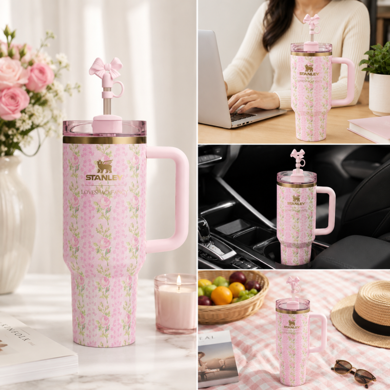 Premium Rose Floral Quencher Tumbler