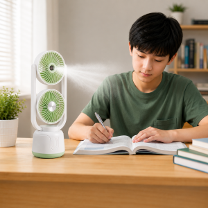 2‑in‑1 Rechargeable Dual Head Cooling Mist Fan