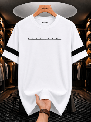 Heartbeat Printed White T-Shirt For Mens