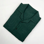 Embossed Pattern Bottle Green Shirt & Short For Mens