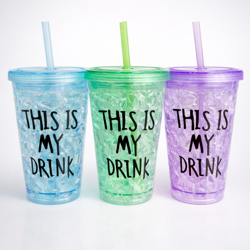 Acrylic Water Glass – Colorful Cup with Straw