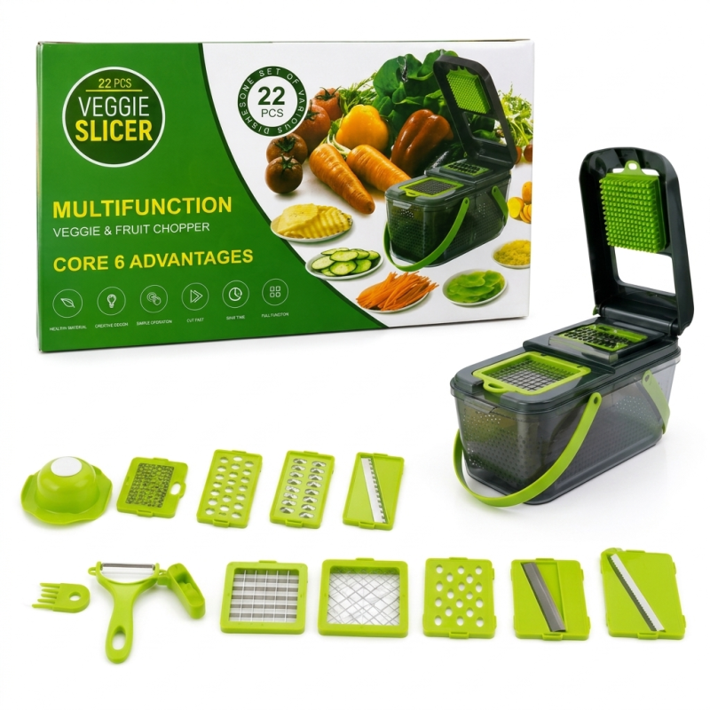 22 PCS Veggie Slicer – Multifunction Fruit & Vegetable Chopper