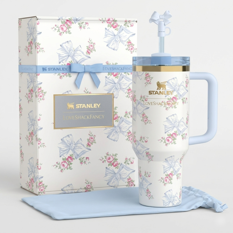 Premium Bow & Rose Floral Quencher Tumbler