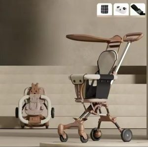 Lightweight Beige Foldable Baby Stroller – Travel Friendly