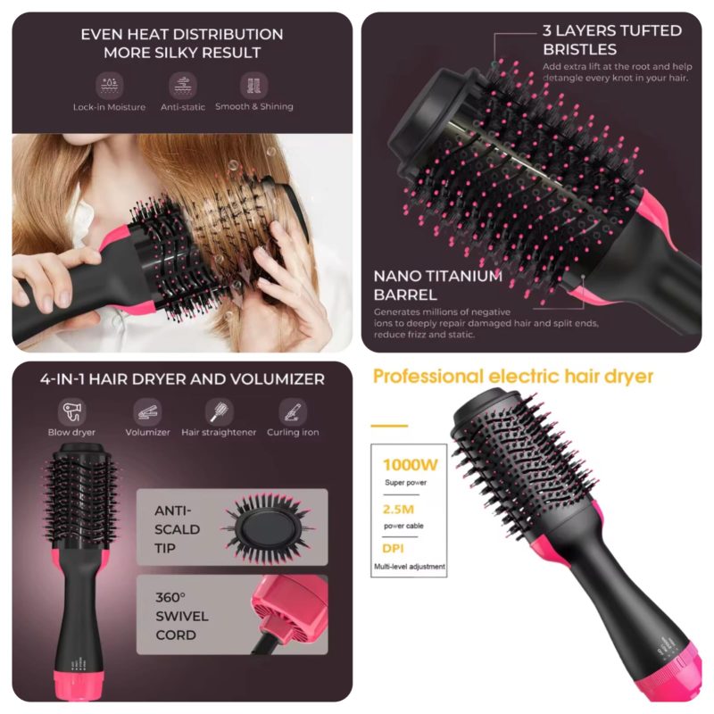 One Step Hair Dryer & Straightener – 4‑in‑1 Volumizer Brush