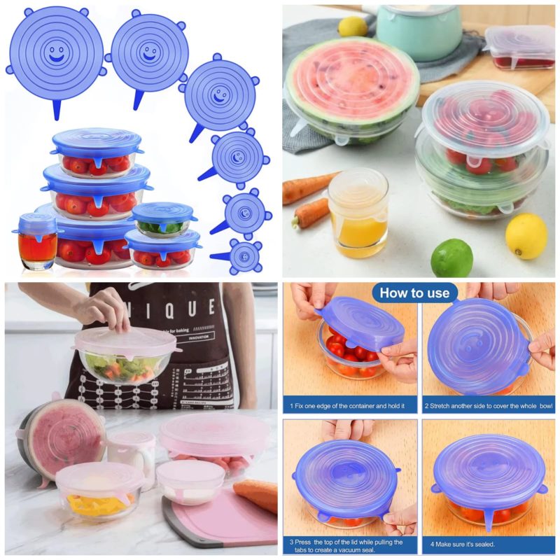 6Pcs Silicone Stretch Lids – Reusable Food Covers