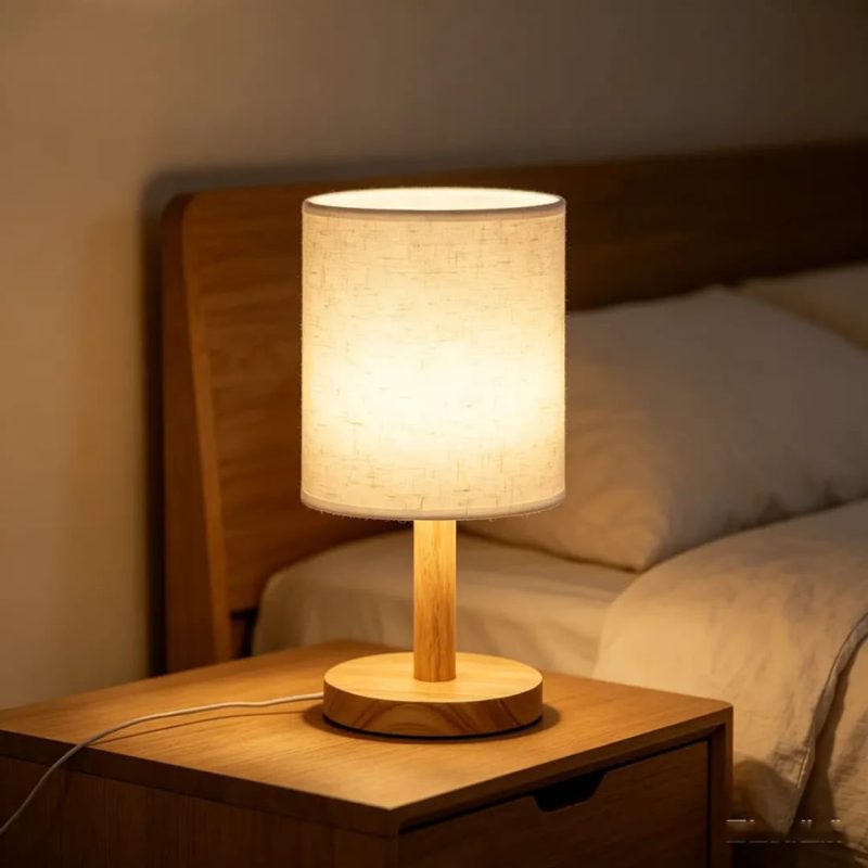 USB Plug Wooden Table Lamp