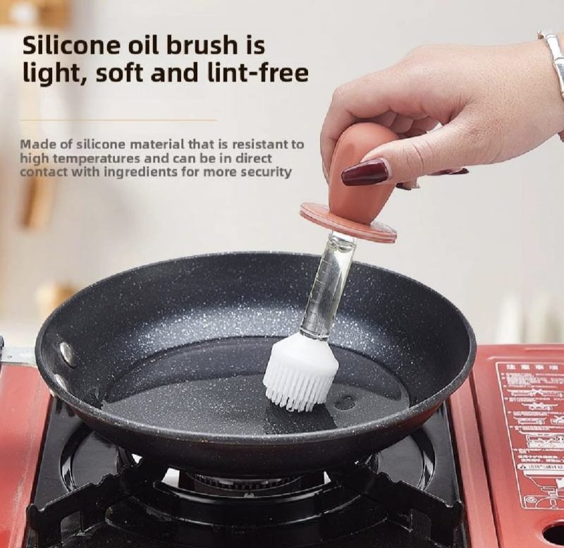 Glass Olive Oil Dispenser Bottle with Silicone Brush