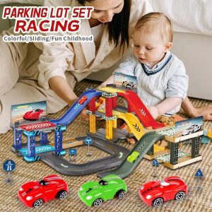 4‑in‑1 DIY Assembly Parking Lot Game – Racing Cars Toys Set