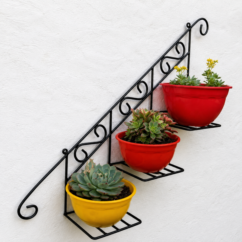 Wall‑Mounted Staircase Floral Display Rack