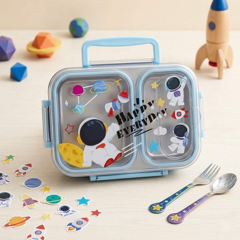 Happy Space Cartoon Lunch Box – Stainless Steel Interior