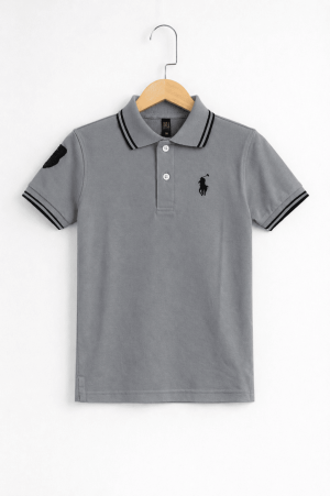 Steel Grey Classic Polo T-Shirt for Kids
