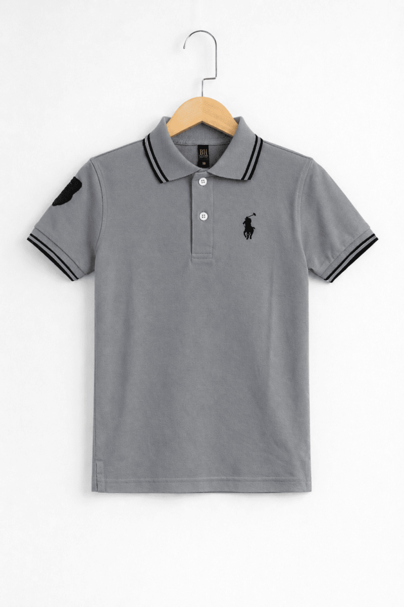 Steel Grey Classic Polo T-Shirt for Kids