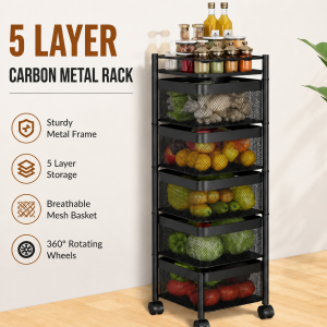 5 Layer Carbon Metal Trolley
