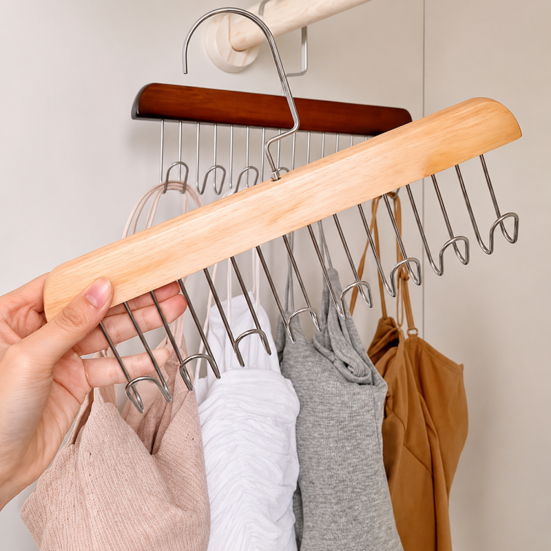 8 Hooks Wooden Hanger – Multi‑Purpose Closet Organizer 8 Hooks Wooden Hanger – Multi‑Purpose Closet Organizer