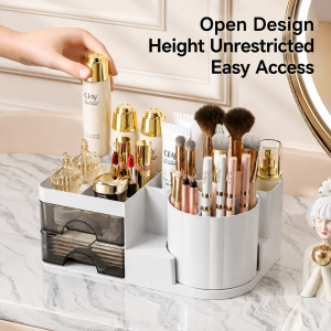 Desktop Cosmetic Organizer With Brush Holder